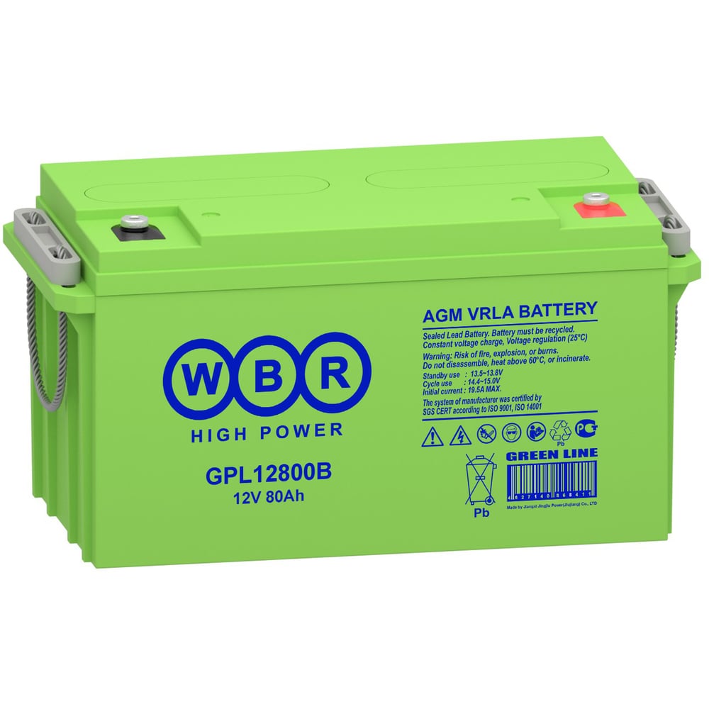 Изображение товара Аккумулятор WBR GPL12800B 12В 80 Ач для ИБП