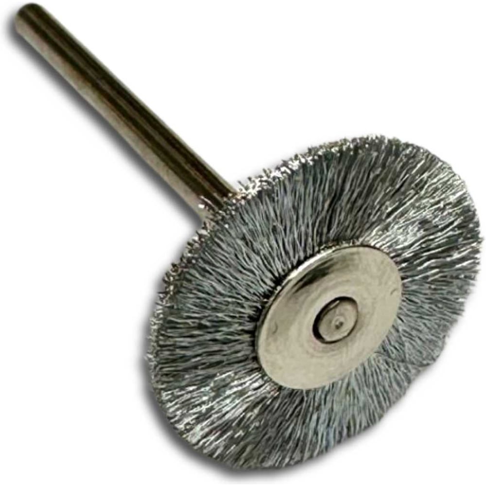 Изображение товара Щетка дисковая миниатюрная Д22мм, стальная 0,10мм, хвостовик 3мм Lessmann 410223