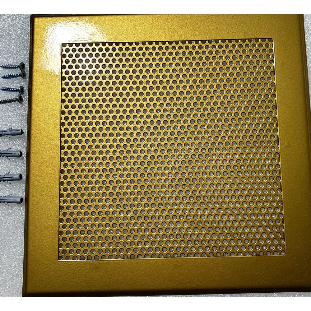 Изображение товара Решетка вентиляционная ООО Вентмаркет 150х150 мм, металлическая на саморезах, кружок, золото VRK00102S