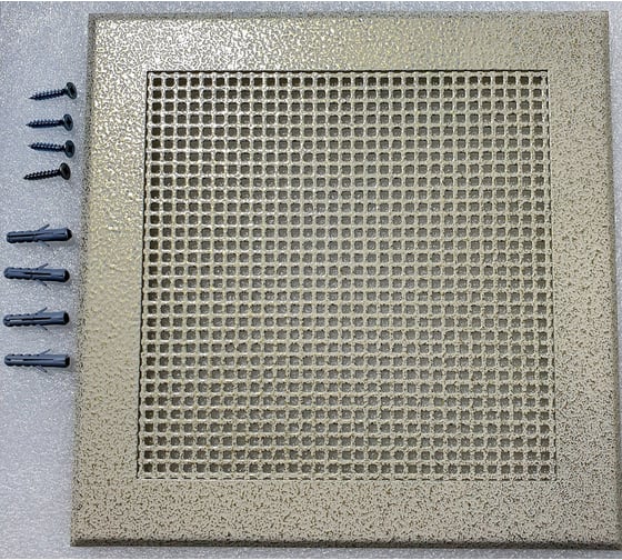 Изображение товара Решетка вентиляционная ООО Вентмаркет 300х300 мм, металлическая на саморезах, квадрат, антик белый VRQ00304S