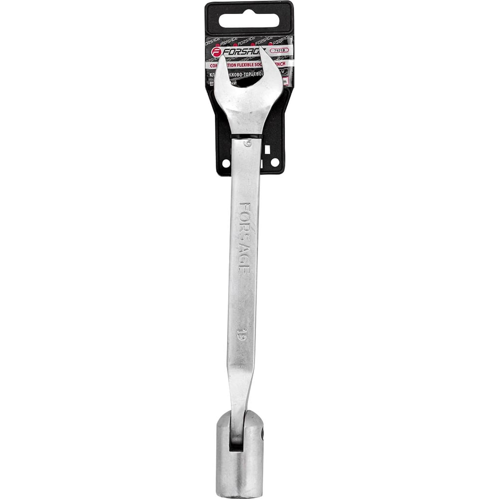 Изображение товара Ключ рожково-торцевой шарнирный Forsage, 19 мм, на пластиковом держателе 29705 F-75219 F-75219-R(29705)