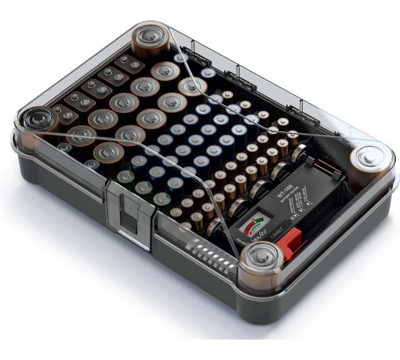 Изображение товара Органайзер Kistenberg Battery Box, пластиковый с тестером для батареек KBBT