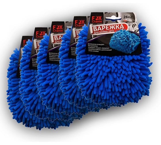 Изображение товара Варежка из микрофибры для мойки автомобиля Fox Chemie Губка, 5шт LMF34_5