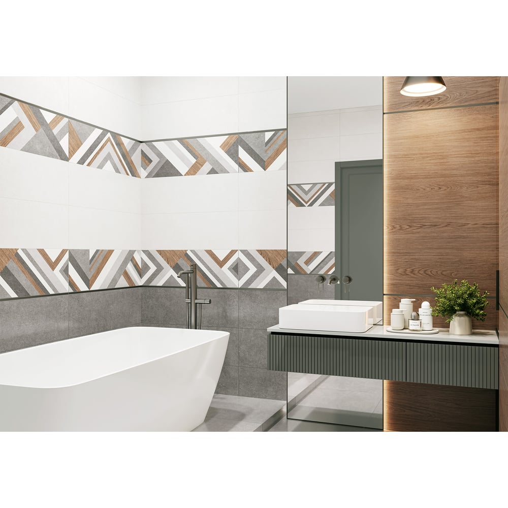 Изображение товара Облицовочная плитка AlmaCeramica Stereo 300x900 мм белая для стен и фасадов