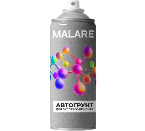 Изображение товара Аэрозольный акриловый автогрунт для пластика MALARE адгезионный, быстросохнущий, матовый RAL 7040 темно-серый, 520 мл 4680868564362