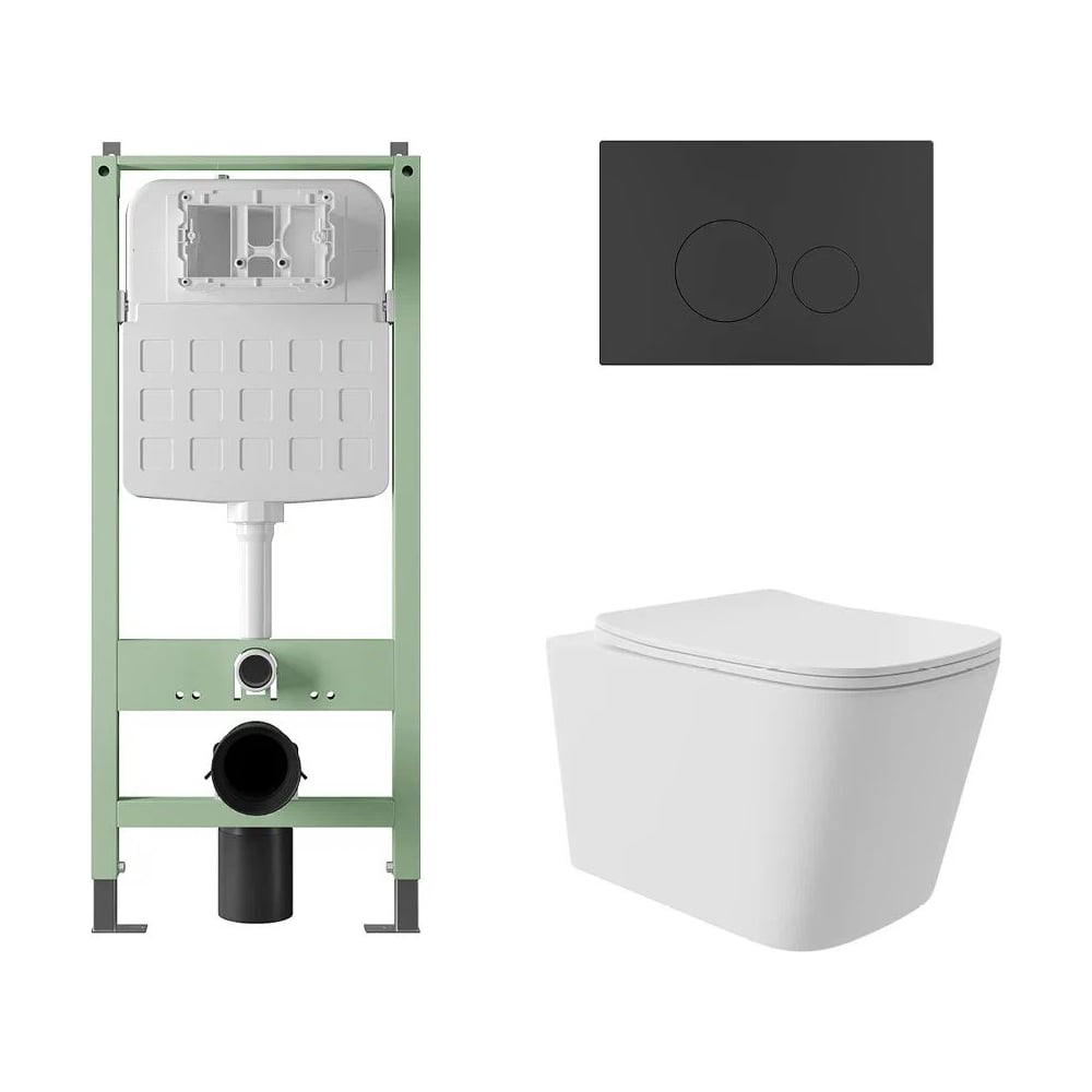 Изображение товара Комплект сантехники Alentori Инсталляция SITEMA унитаз и панель смыва