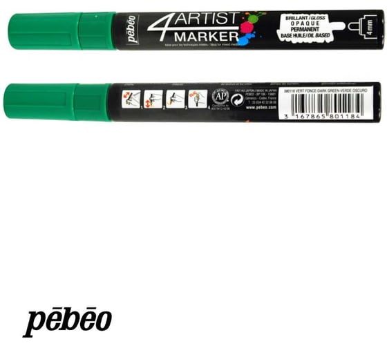Изображение товара Маркер художественный PEBEO 4Artist Marker на масляной основе, 4 мм, перо круглое, 6 шт. 580118 темно-зеленый 470790