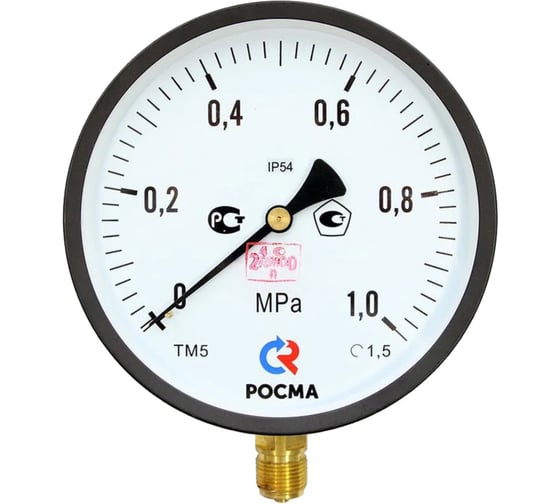 Изображение товара Манометр радиальный РОСМА ТМ-510Р.00 (0-1МПа) М20x1.5 IP54 1.5, ДК100мм D070-04565