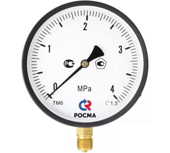 Изображение товара Манометр общетехнический РОСМА ТМ-610Р.00 (0-1.6MPa) ДК150 М20x1.5, кл. точн. 1.5 D270-06663