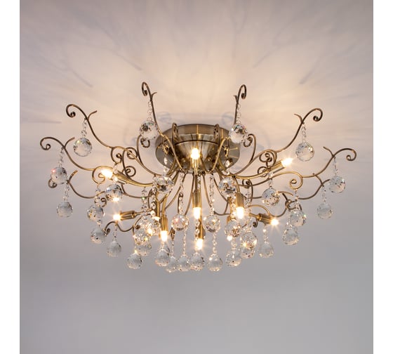 Изображение товара Потолочный светильник Eurosvet 10042 12 античная бронза/прозрачный хрусталь 00000076379