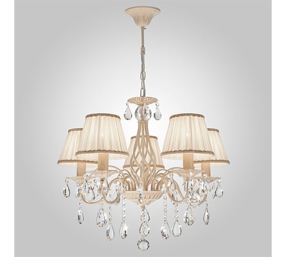 Изображение товара Подвесной светильник Eurosvet 10054 5 белый с золотом/прозрачный хрусталь Strotskis 00000077237