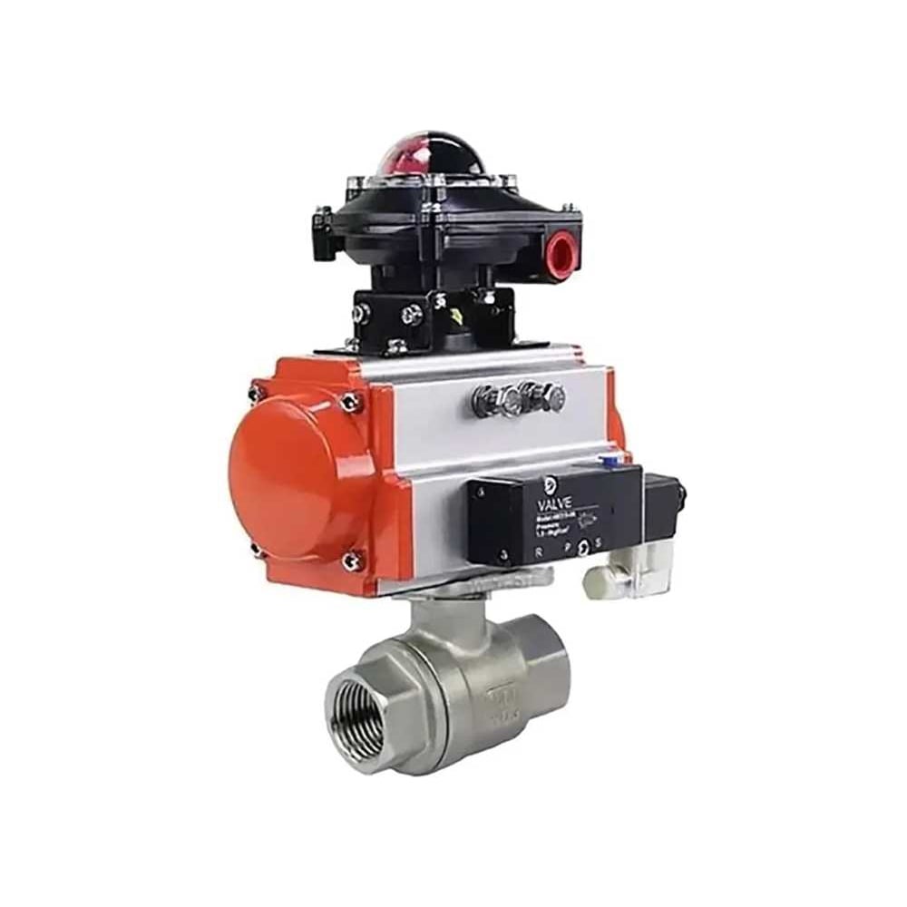 Изображение товара Кран шаровой DNru КШМП 316 230 ISO Ду50 Ру63 нержавеющая сталь с пневмоприводом