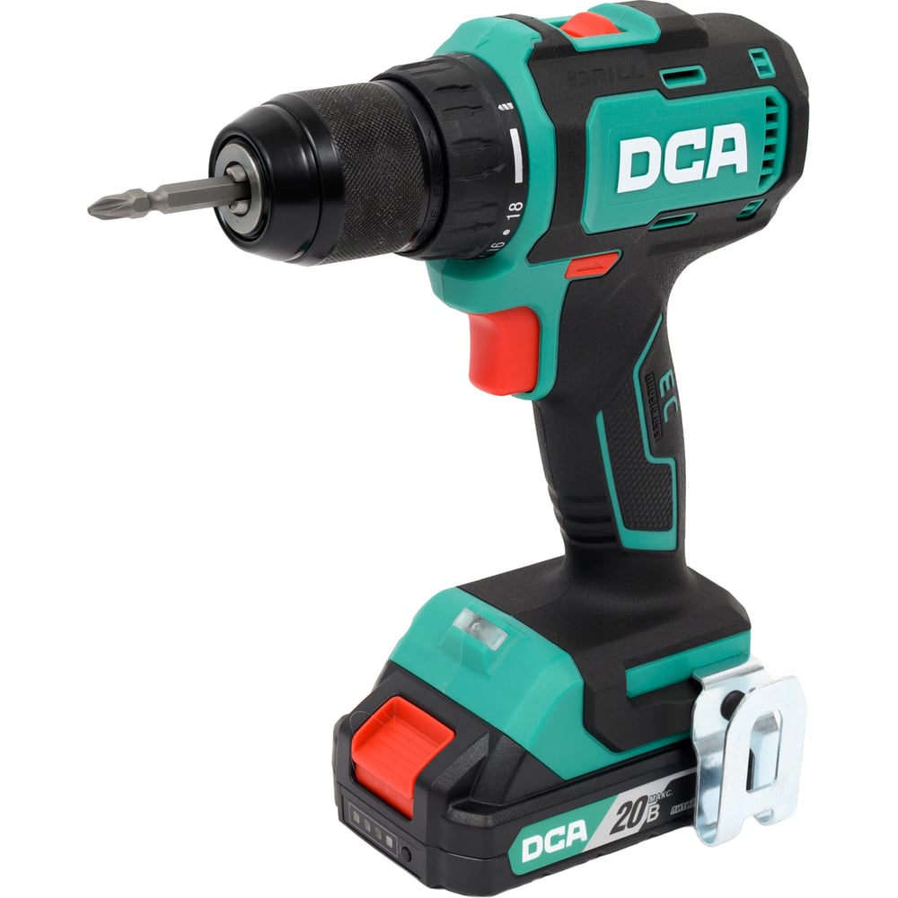 Изображение товара Аккумуляторная дрель-шуруповерт DCA ADJZ2055 профессиональный 20 В 2 АКБ