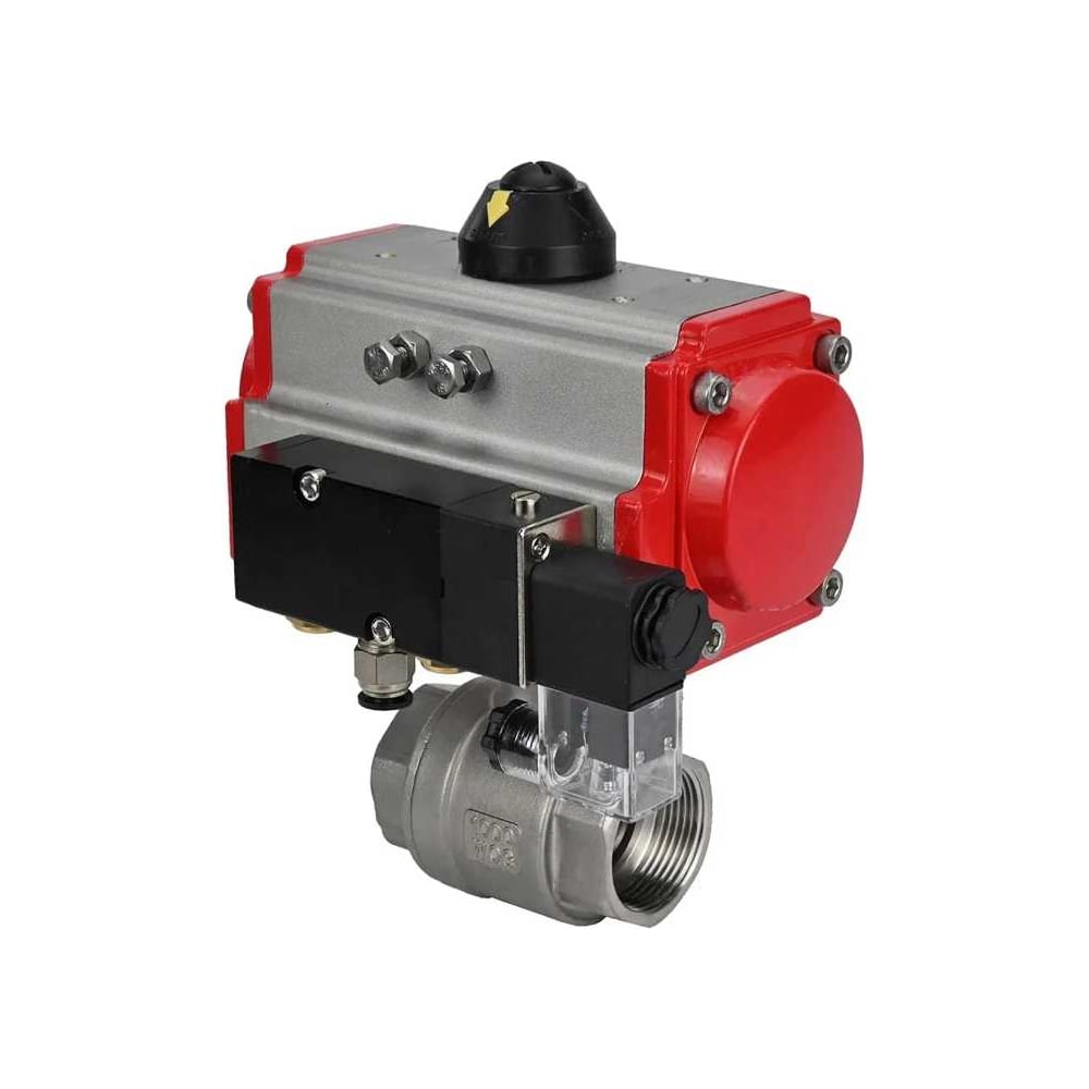 Изображение товара Кран шаровой DN.ru КШМП.316.230-ISO Ду80 Ру40 с пневмоприводом и разборным корпусом