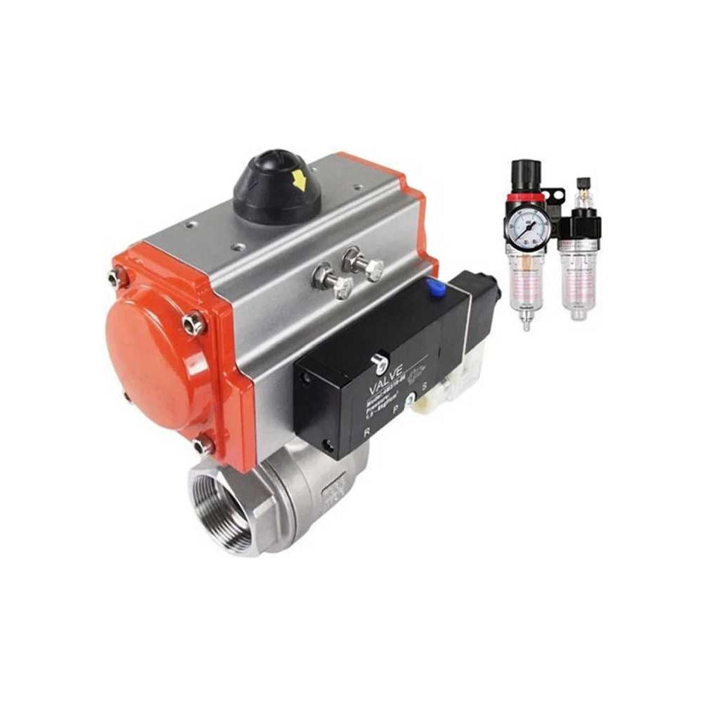 Изображение товара Кран шаровой DN.ru КШМП.316.230-ISO Ду50 Ру63, пневмопривод DA-065, пневмораспределитель 24VDC, БПВ D160-70179