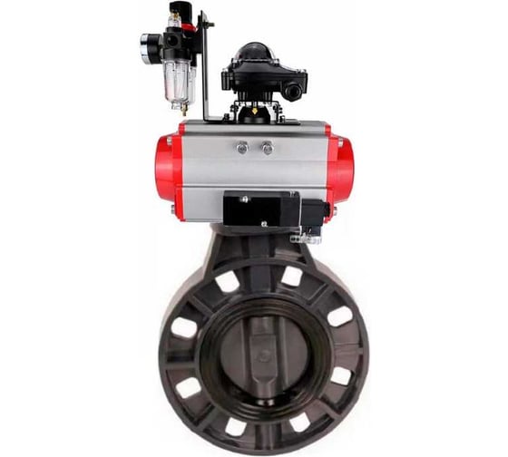 Изображение товара Затвор DN.ru НПВХ-НПВХ-E-2W-Fb-ISO Дн150 Ру10 пневмопривод, пневмораспределитель, БКВ, БПВ D050-83811