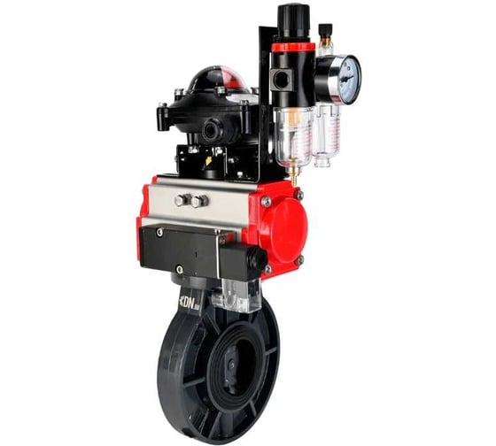 Изображение товара Затвор DN.ru НПВХ-НПВХ-E-2W-Fb-ISO Дн50 Ру10 пневмопривод, пневмораспределитель, БКВ, БПВ D050-83316