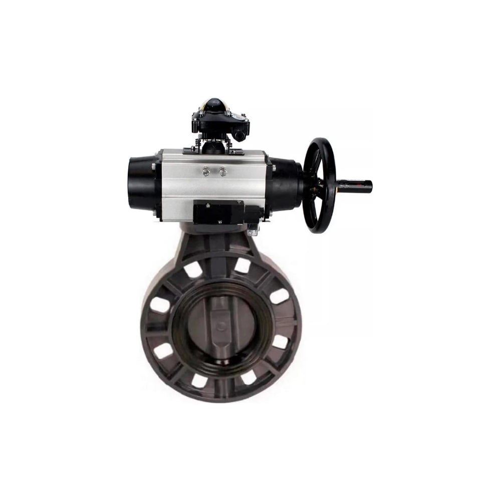 Изображение товара Затвор дисковый DN.ru НПВХ-НПВХ-E-2W-Fb-ISO 50 мм пневмопривод Ру10