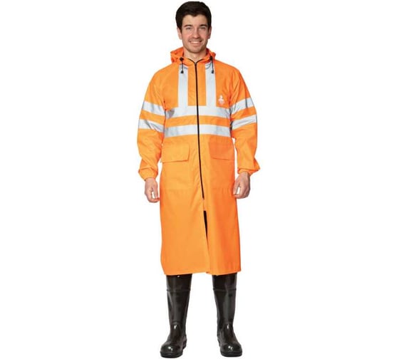 Изображение товара Плащ влагозащитный Прабо Сигнальный с СОП оранжевый, 112-116 (56;58) 61104