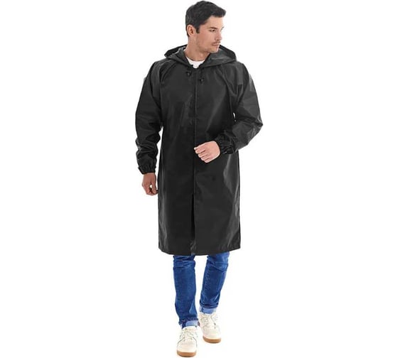 Изображение товара Плащ дождевик влагозащитный Прабо Ивент на молнии, черный, 120-124 (60;62) 58592