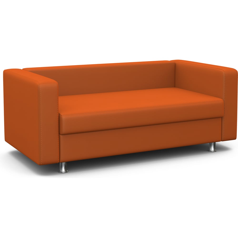 Изображение товара Диван офисный Шарм Бит оранжевый 2 места из экокожи, прямой стиль