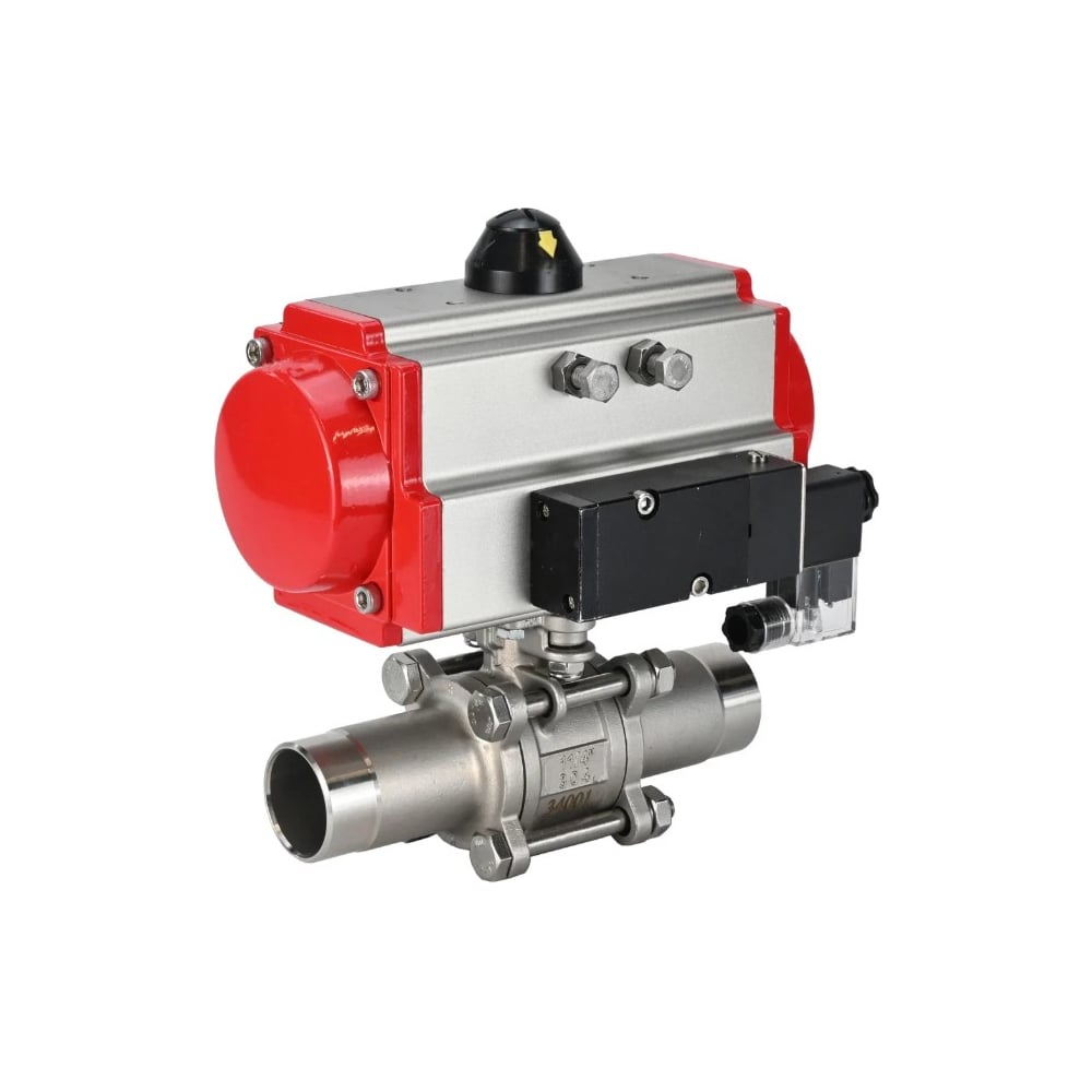 Изображение товара Кран шаровой DN.ru 304-304-PTFE-W-ISO-H Ду50 Ру40 пневмопривод 220VAC