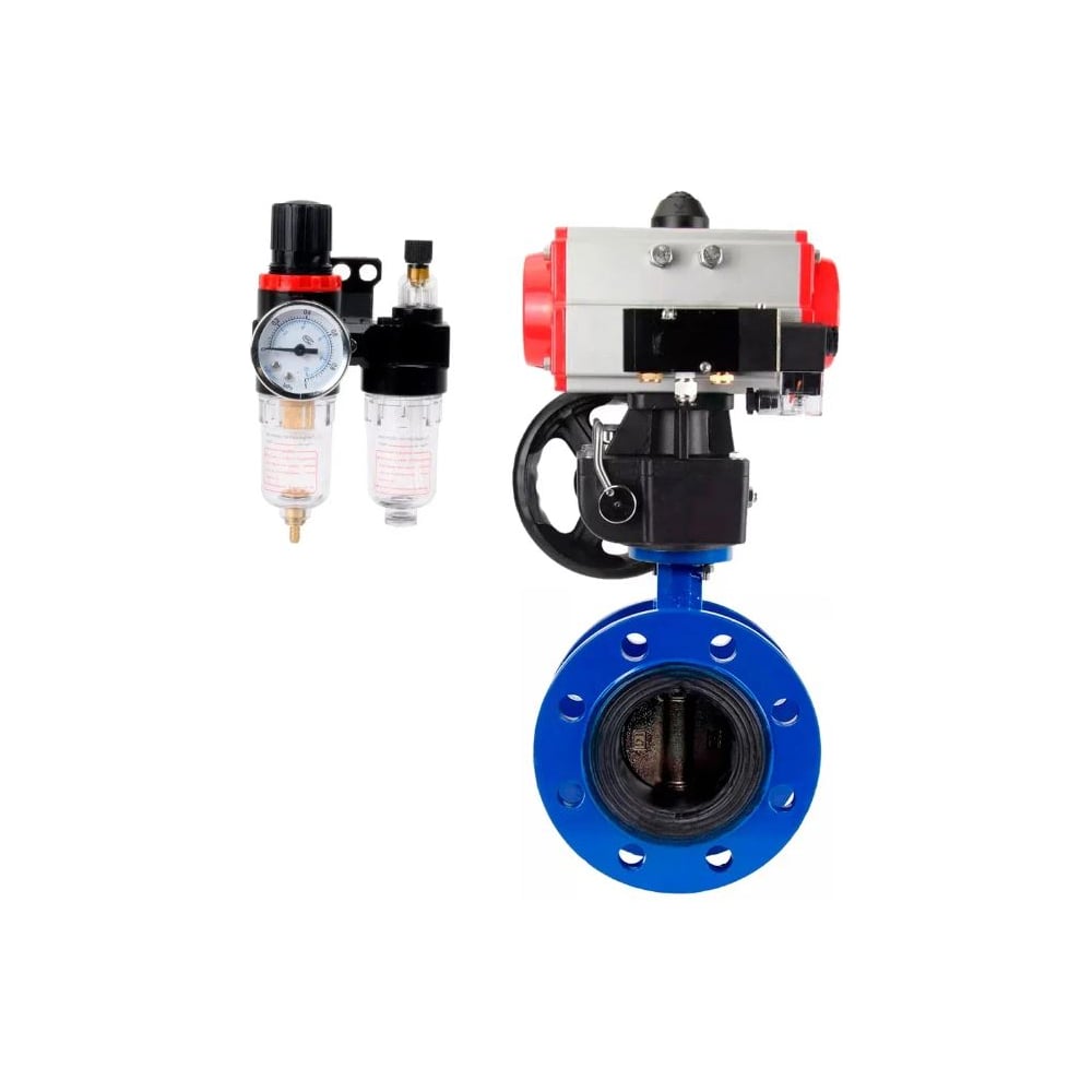 Затвор дисковый DN.ru GGG40-304-EPDM-2W-F-H Ду50 Ру16, пневмопривод DA-105, пневмораспределитель 24VDC, ручным дублером HDM-3, БПВ D050-56700
