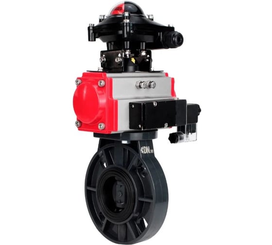 Изображение товара Затвор дисковый DN.ru НПВХ-НПВХ-E-2W-Fb-ISO Дн125 Ру10, пневмопривод, пневмораспр., БКВ D050-83775