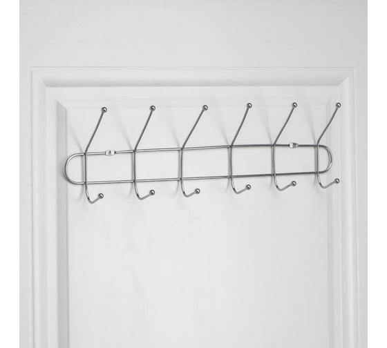 Изображение товара Вешалка Доляна Блеск на 6 двойных крючков 48х13х4.5 см цвет серебро 1038437
