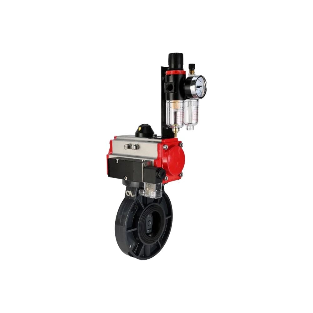 Изображение товара Затвор дисковый DN.ru НПВХ-НПВХ-E-2W-Fb-ISO Дн125 Ру10 пневмопривод