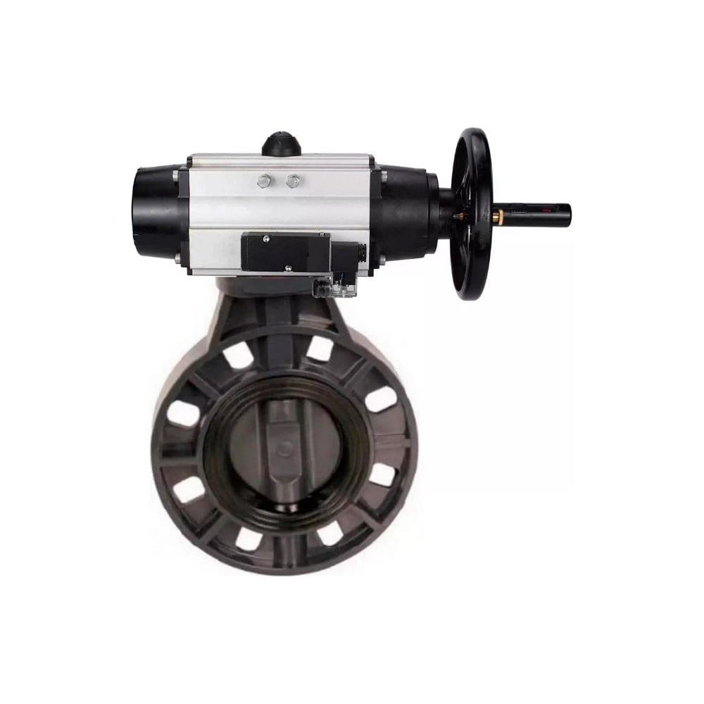 Изображение товара Затвор дисковый DN.ru НПВХ с пневмоприводом, диаметр 125 мм