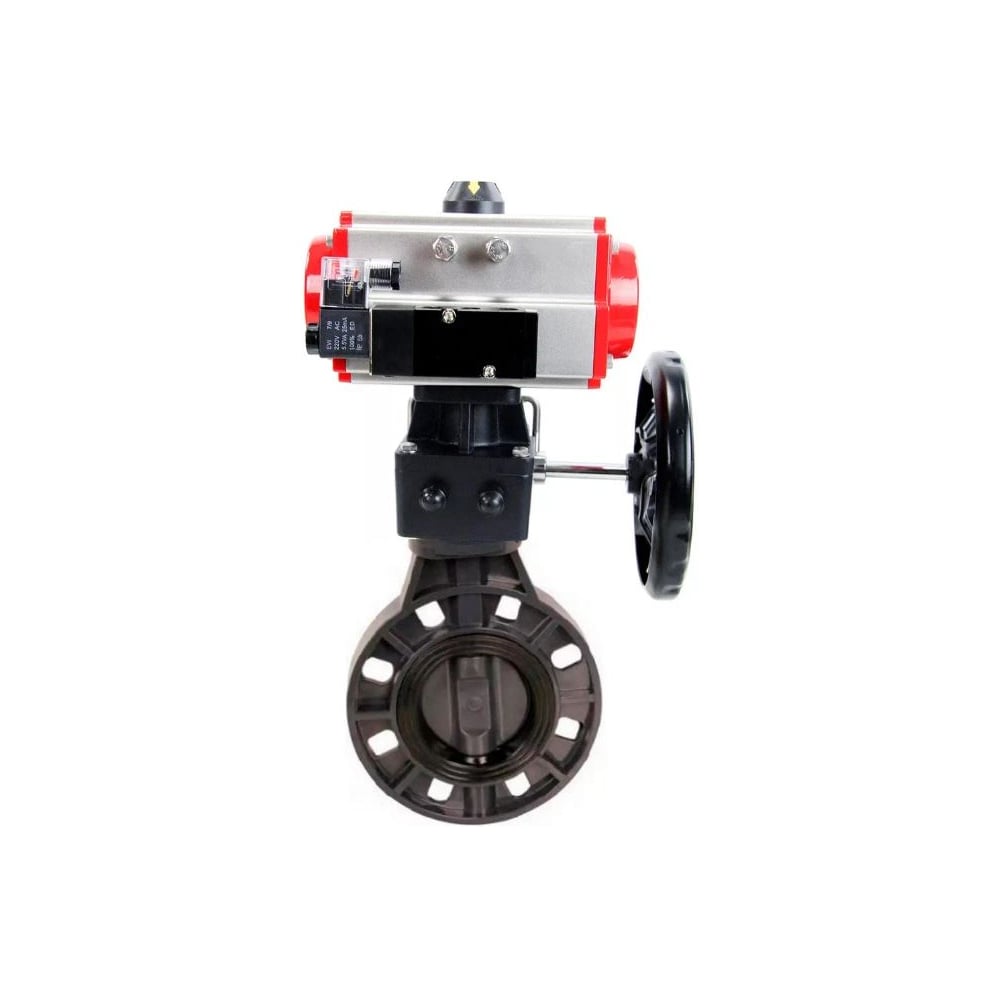 Изображение товара Затвор дисковый DN.ru НПВХ-НПВХ-E-2W-Fb-ISO 125 мм Ру10 пневмопривод