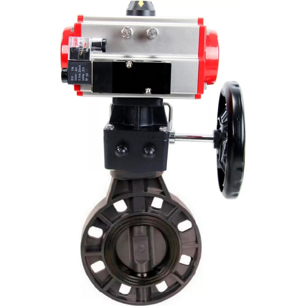 Изображение товара Затвор дисковый DN.ru НПВХ-НПВХ-E-2W-Fb-ISO 150 мм пневмопривод