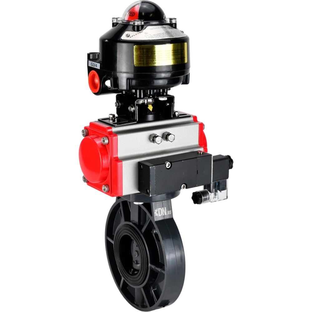 Изображение товара Затвор дисковый DN.ru НПВХ-Диаметр 150 мм Ру10 пневмопривод