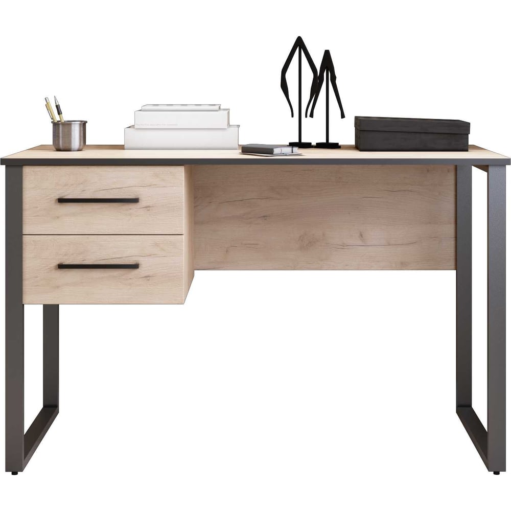 Изображение товара Компьютерный стол Альянс с двумя ящиками 1400х700 мм дуб крафт золотой/черный