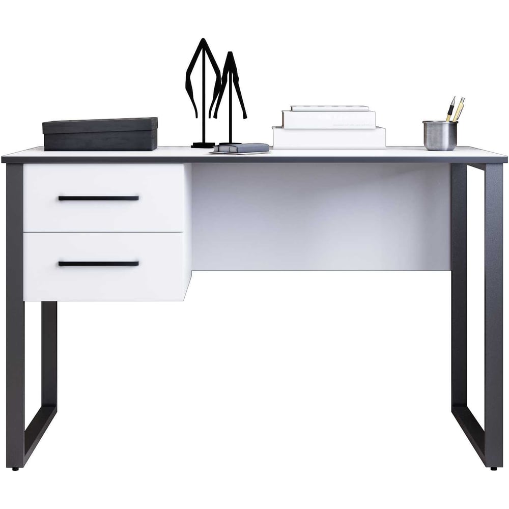 Изображение товара Компьютерный стол Альянс мебель с 2 ящиками 1400x700x750 белый/черный