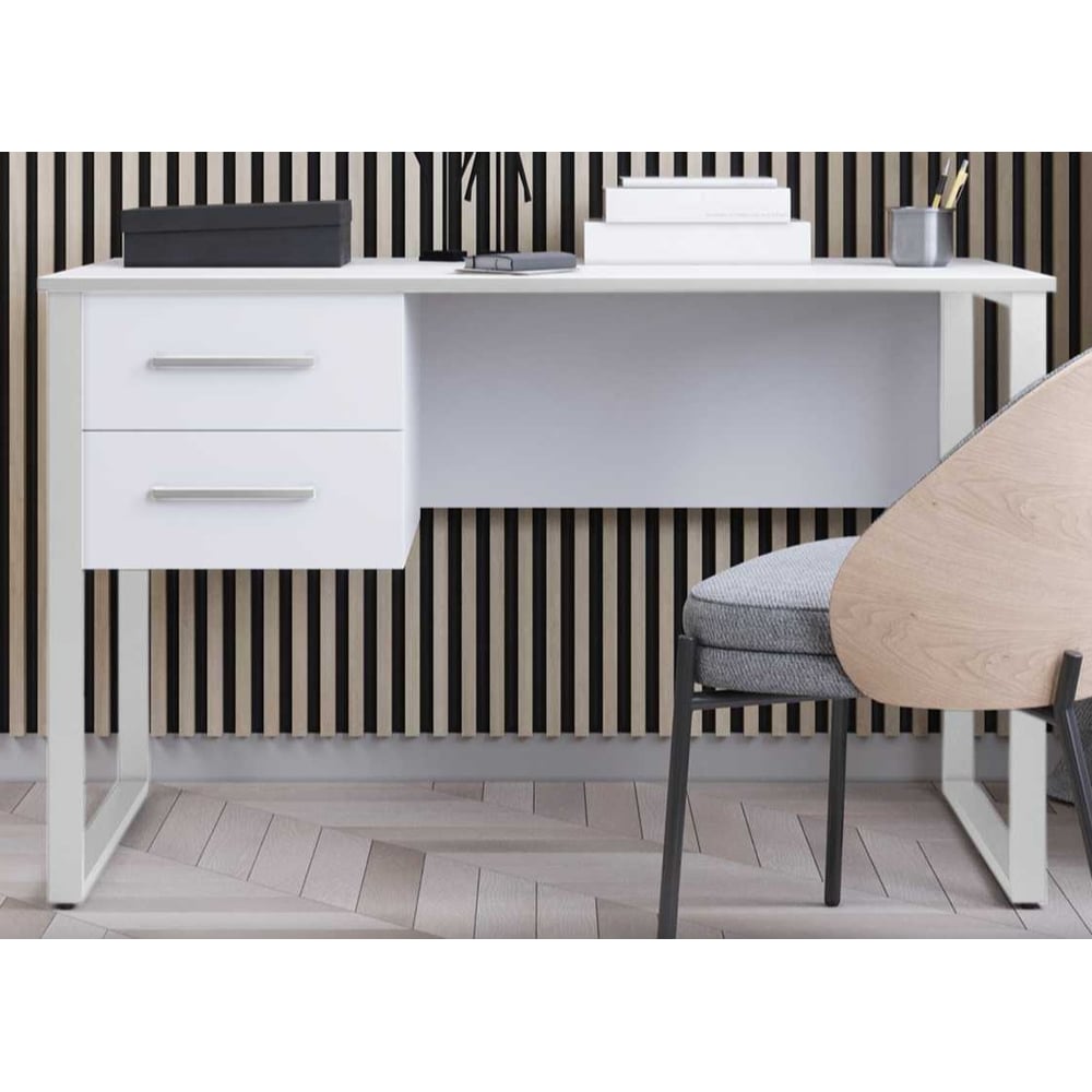 Изображение товара Компьютерный стол Альянс мебель с ящиками белый 1400х700х750 стиль лофт