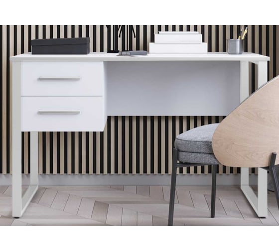 Изображение товара Компьютерный стол Альянс мебель с 2 вертикальными ящиками, 1400х700х750, белый 832546