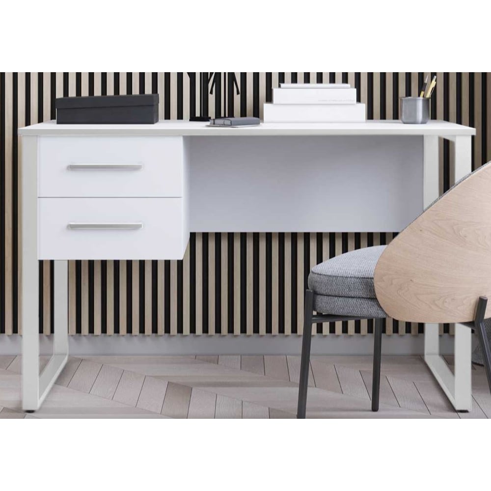 Изображение товара Компьютерный стол Альянс мебель с 2 ящиками 1200х600х750 белый стиль лофт