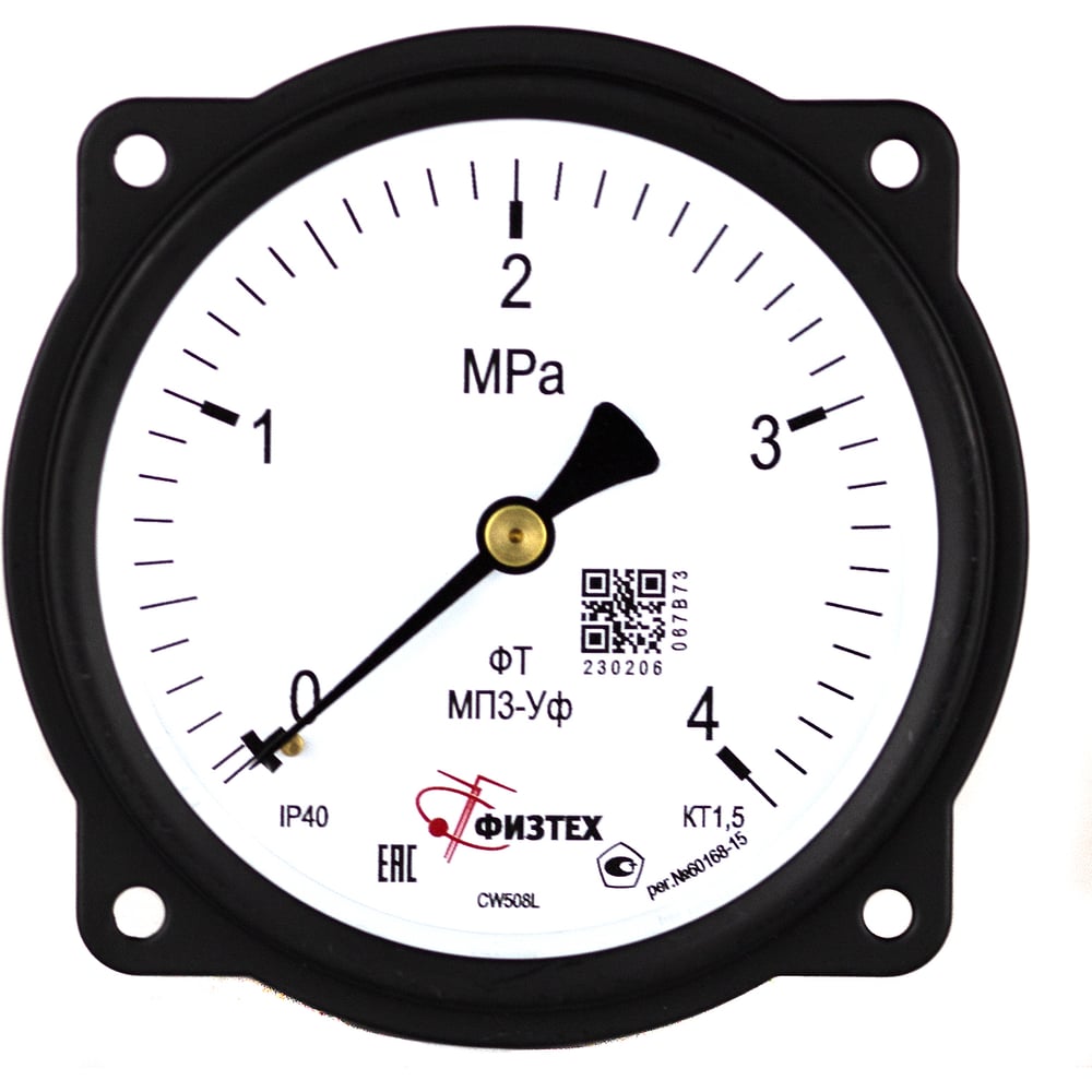 Изображение товара Манометр ПО Физтех АО МП3-Уф 0-4 МПа д.100 IP40
