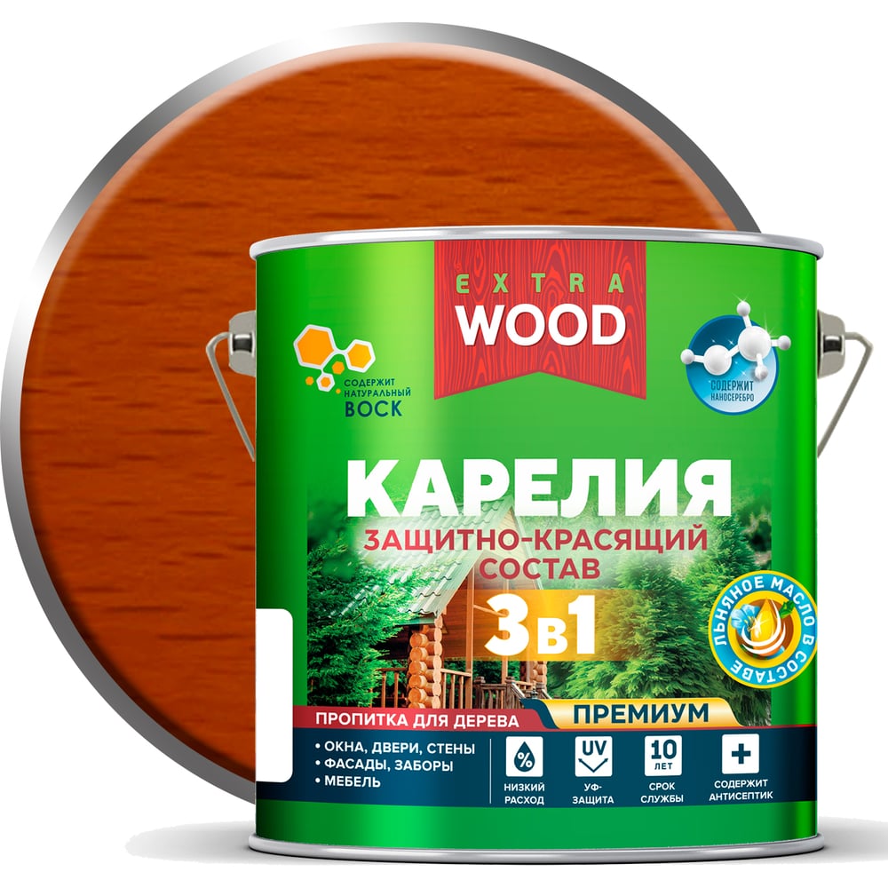 Изображение товара Защитно-красящий состав Farbitex 3в1 для древесины Карелия Орегон 2.7 л