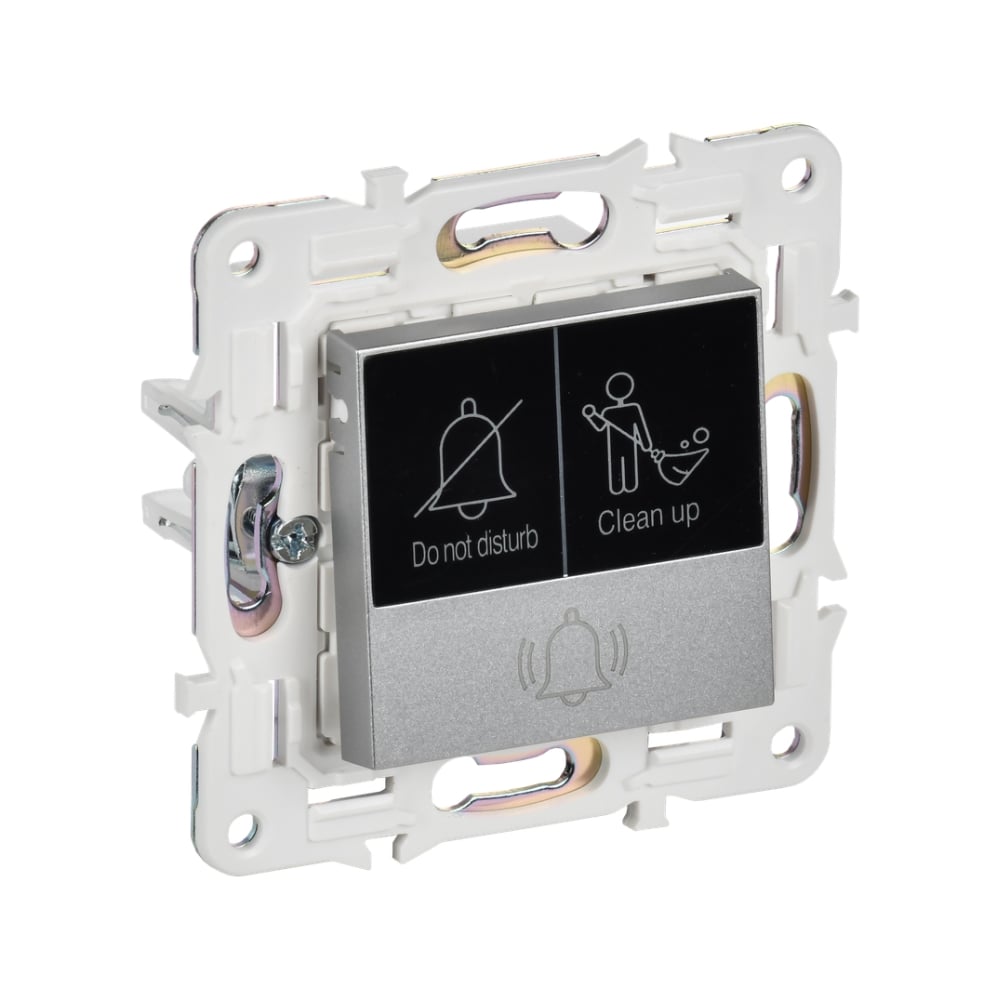 Изображение товара Кнопка звонка с индикацией IEK SKANDY для отелей 10А SK-V17S серебро SK-V14-2-10-K23