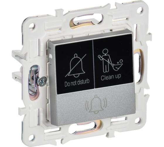 Изображение товара Кнопка звонка с индикацией IEK SKANDY для отелей 10А SK-V17S серебро SK-V14-2-10-K23