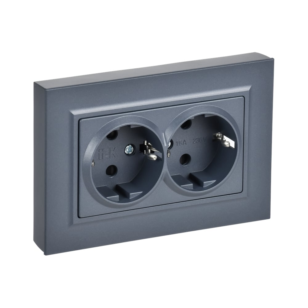 Изображение товара Розетка IEK BRITE 2-я с заземлением и защитными шторками 16А