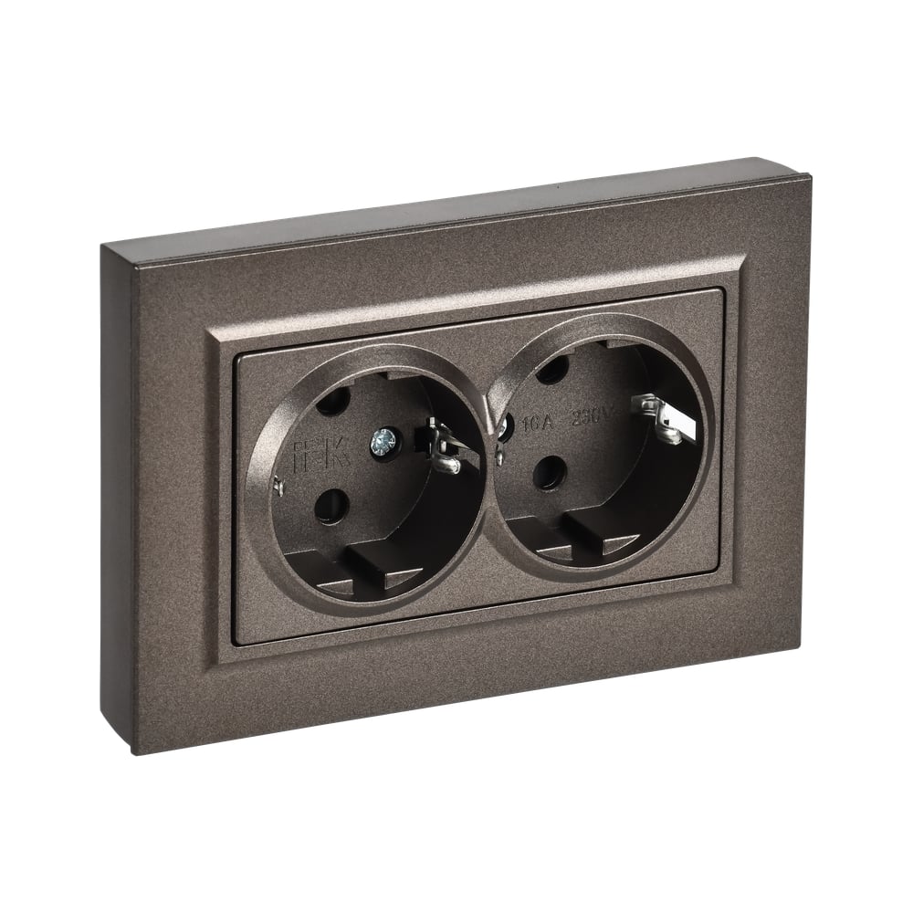 Изображение товара Розетка IEK BRITE 2-я с заземлением, плоская, 16А, темная бронза