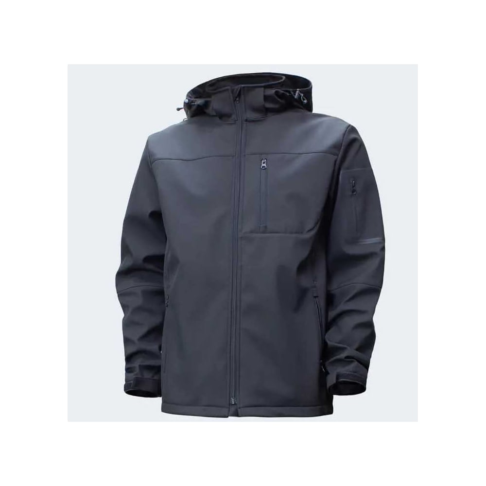 Изображение товара Мужская куртка софтшелл PRO-HILLTEX-Jb-L водоотталкивающая, черная, 52-54 с капюшоном Полностью уте