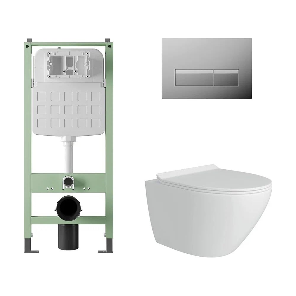 Изображение товара Комплект унитаза и инсталляции Alentori SISTEMA безободковый простым монтажом