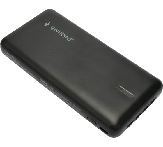 Изображение товара Портативный аккумулятор Gembird 10000мАч, 2A, 4 встроенных кабеля, черный GPB-10C