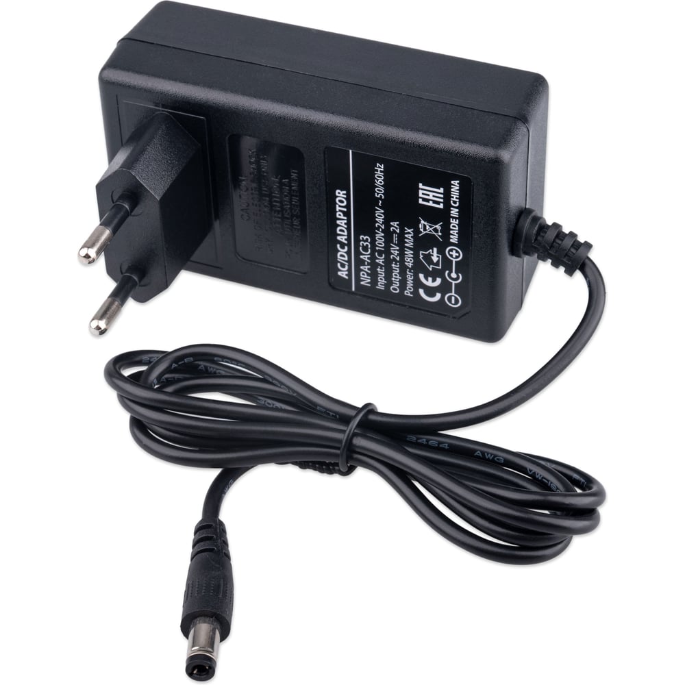 Изображение товара Блок питания Gembird 24В/2А 48Вт с штекером 5.5х2.5 мм черный