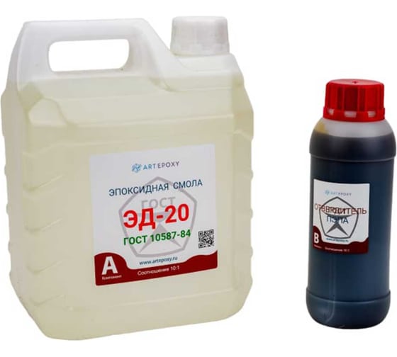 Изображение товара Эпоксидная смола ArtEpoxy эд-20 (3 кг) с отвердителем пэпа (300 гр) 21557